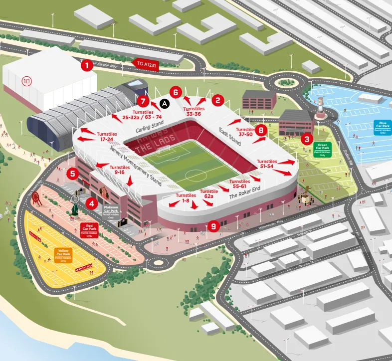 Stadium map — Sunderland Stadium of Light, Sunderland, Royaume-Uni