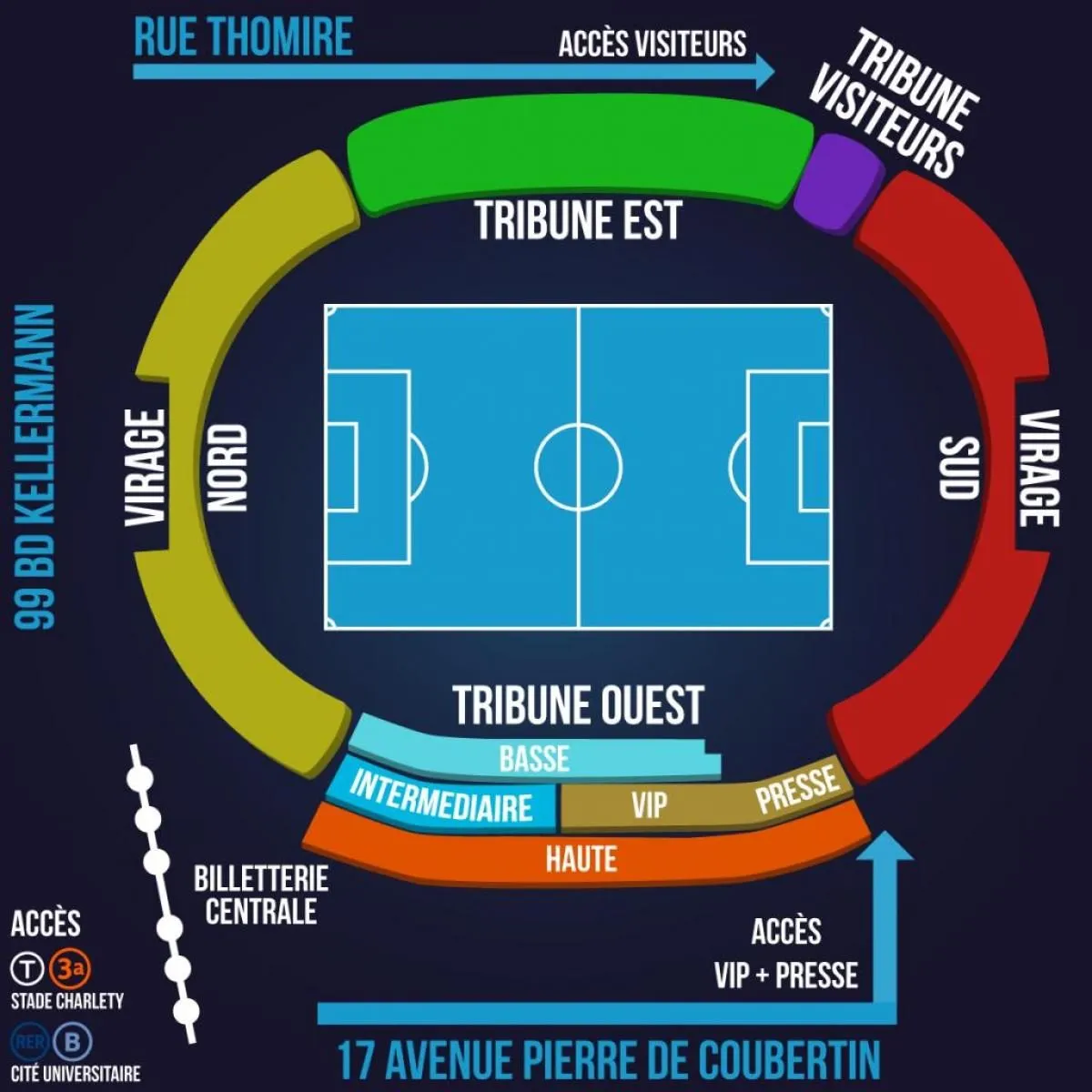 Stadionplan — Stade Charléty, Paris, France