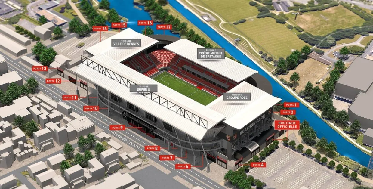 Stadium map — Roazhon Park, Rennes, France