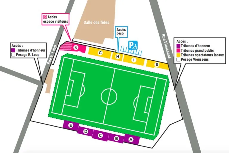 Stadium map — Stade Paul-Lignon, Rodez, France