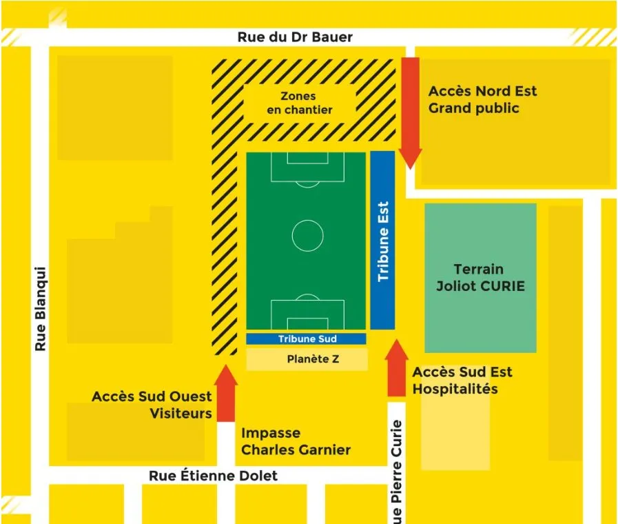 Stadium map — Stade Bauer, Saint-Ouen (Paris), France