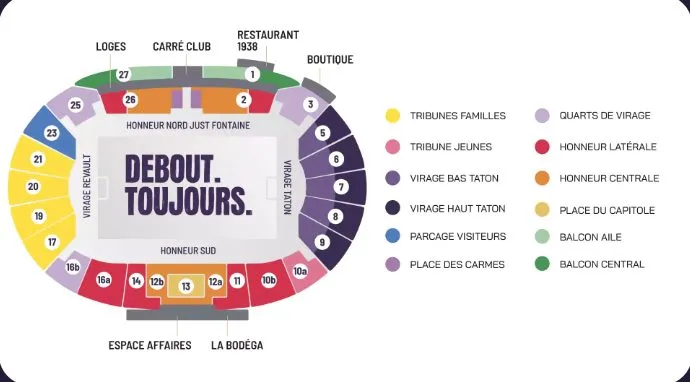 Plan du stade — Stadium de Toulouse TFC, Toulouse, France