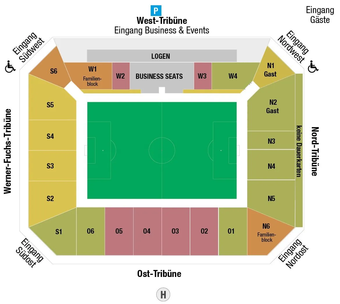 Stadium map — Neuer Tivoli, Aachen (Aix-la-chapelle), Allemagne