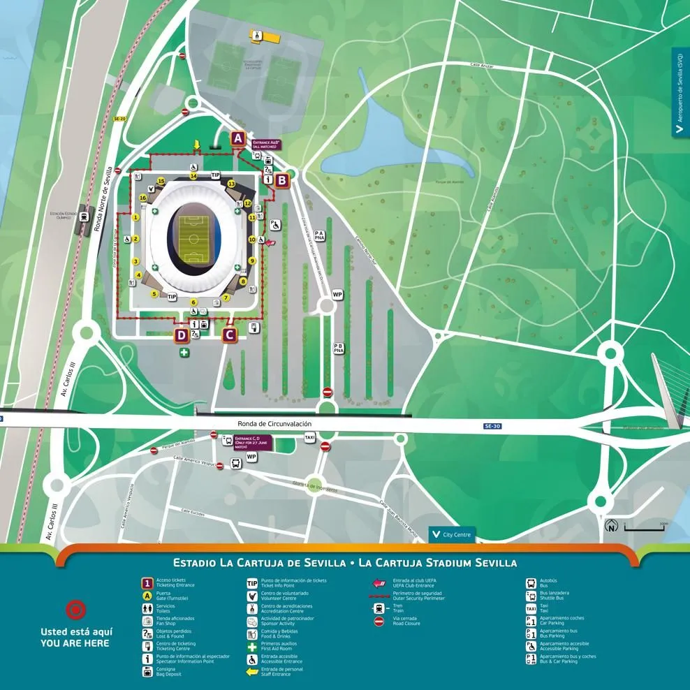 Plan du stade — Stade de La Cartuja Sevilla (Stade Olympique de Séville), Sevilla, Espagne