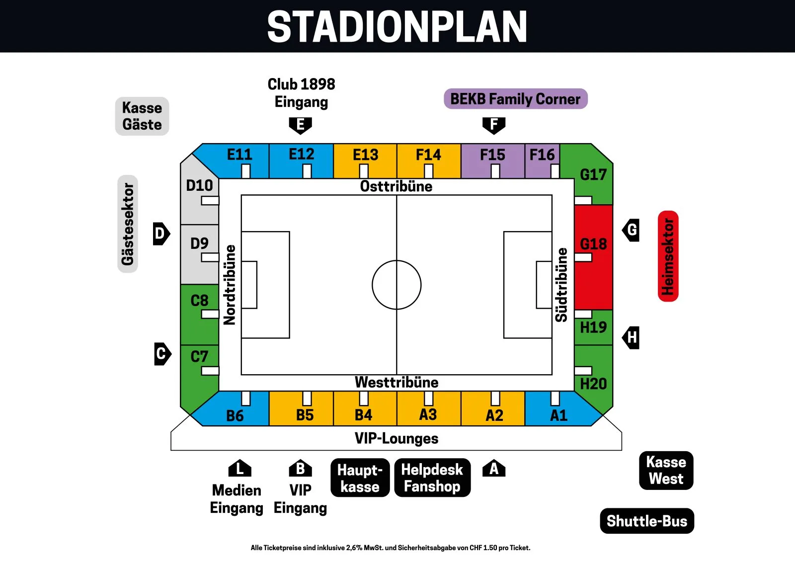 Stadium map — Visana Stadion (Stockhorn Arena), Thun (Thoune), Suisse