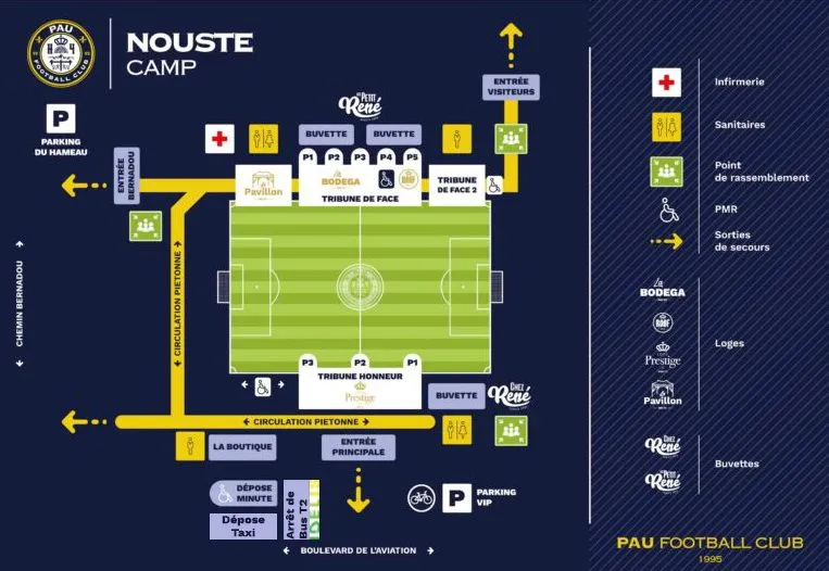 Stadium map — Nouste Camp, Bizanos (Pau), France