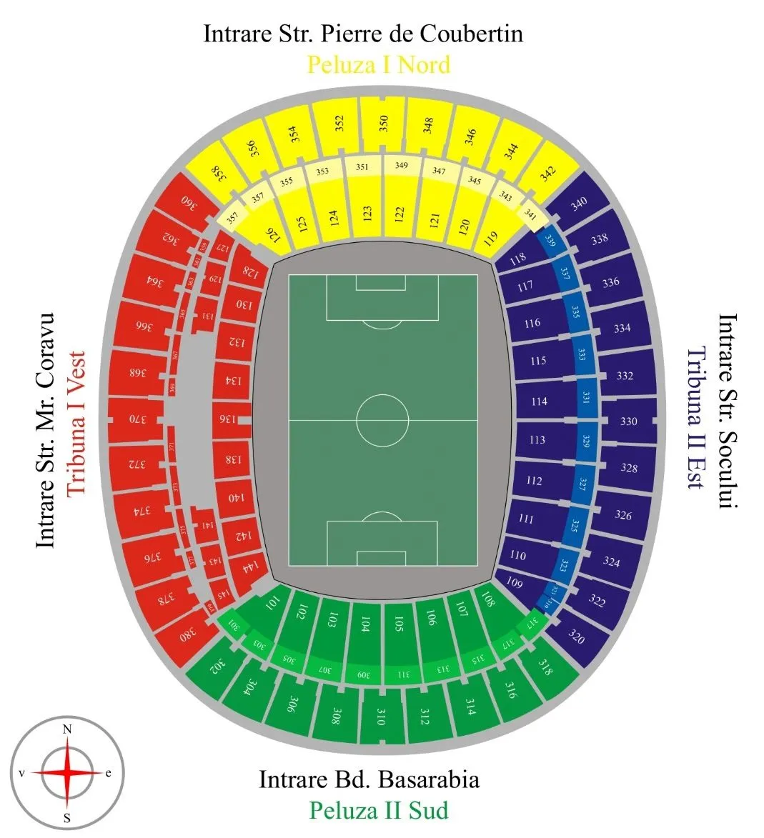 Plan du stade — Arena Națională, Bucarest, Roumanie