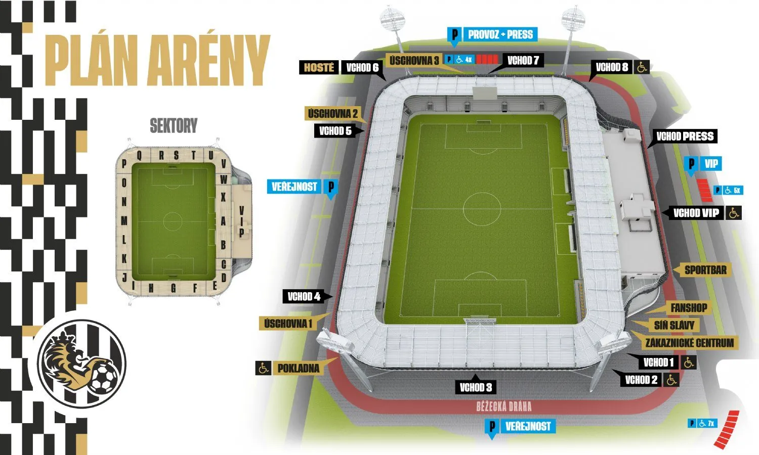 Plan du stade — Malšovická Aréna (Finep), Hradec Králové, République tchèque