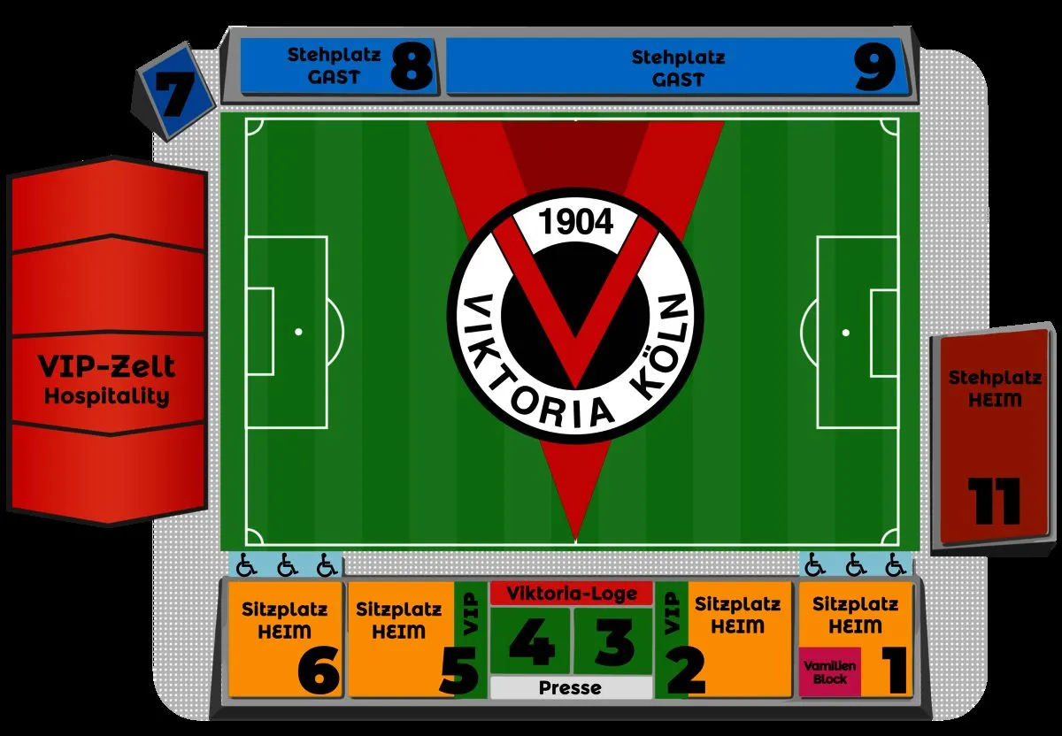 Stadium map — Sportpark Höhenberg, Köln, Allemagne