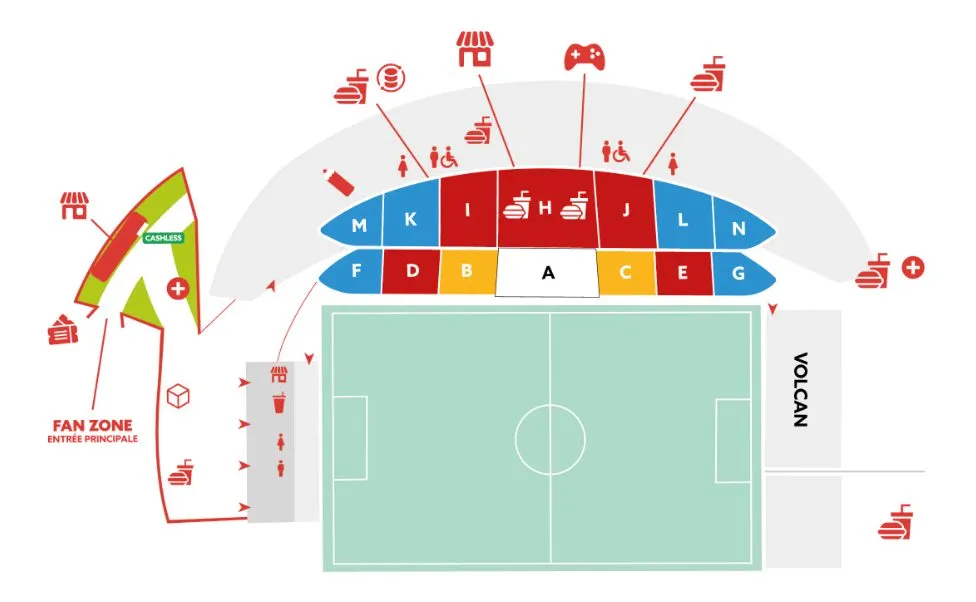 Stadionplan — Stade Gabriel Montpied, Clermont-Ferrand, France