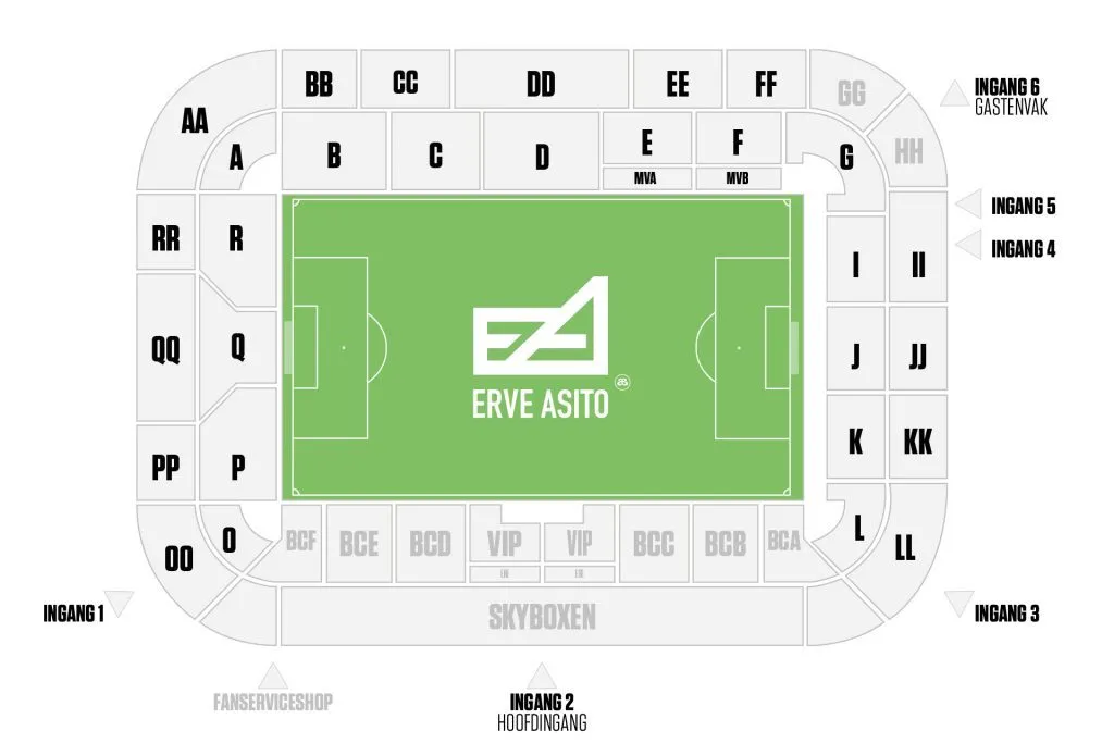 Stadium map — Erve Asito (Polman Stadium), Almelo, Pays-Bas
