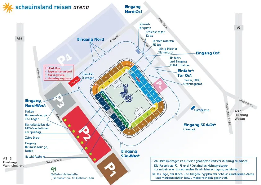 Plano del estadio — Schauinsland-reisen-arena (MSV Arena), Duisburg, Allemagne