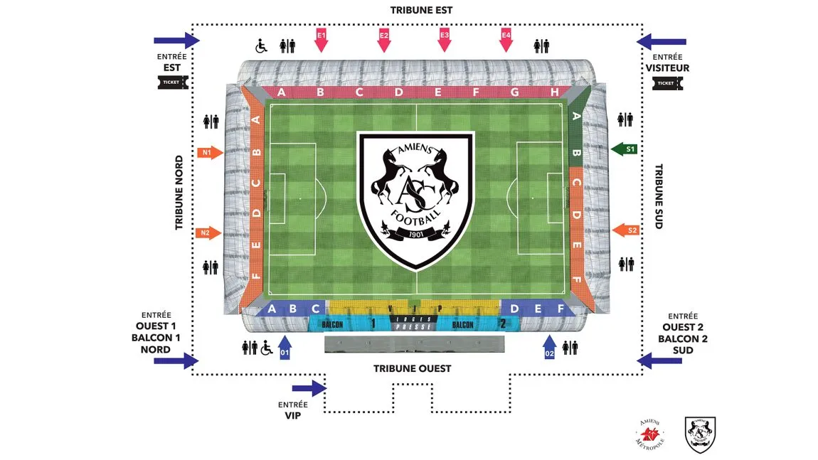 Stadium map — Stade Crédit Agricole La Licorne, Amiens, France