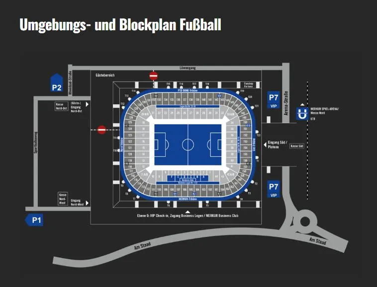 Plan du stade — Merkur Spiel-Arena (Arena Düsseldorf), Düsseldorf, Allemagne