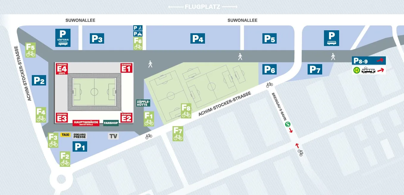 Stadium map — EuropaPark Stadion, Freiburg im Breisgau (Fribourg), Allemagne