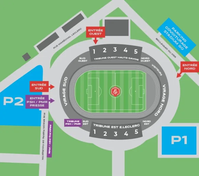 Stadium map — Parc des Sports d'Annecy, Annecy, France