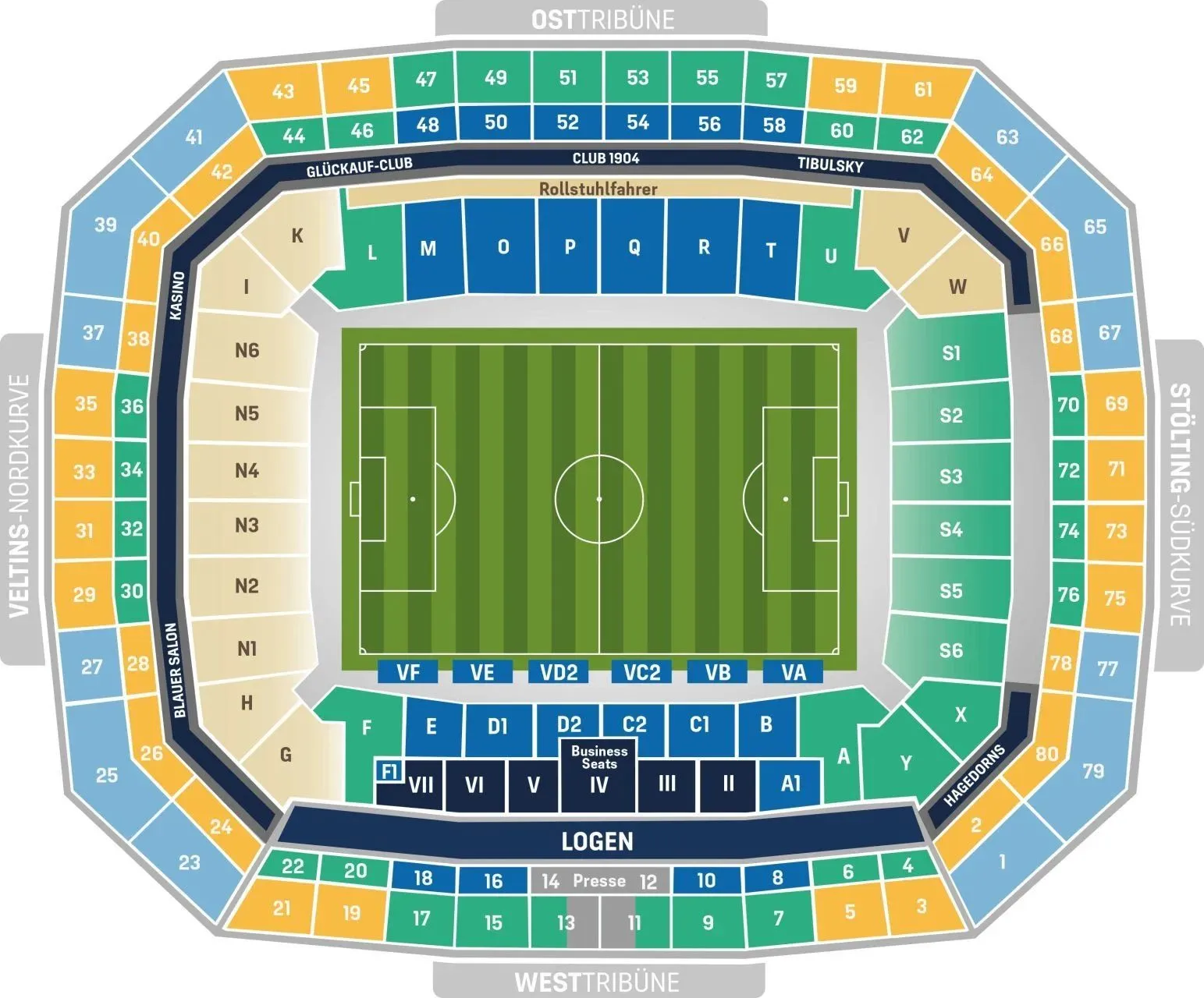 Plan du stade — Veltins Arena (AufSchalke Arena), Gelsenkirchen Buer, Allemagne