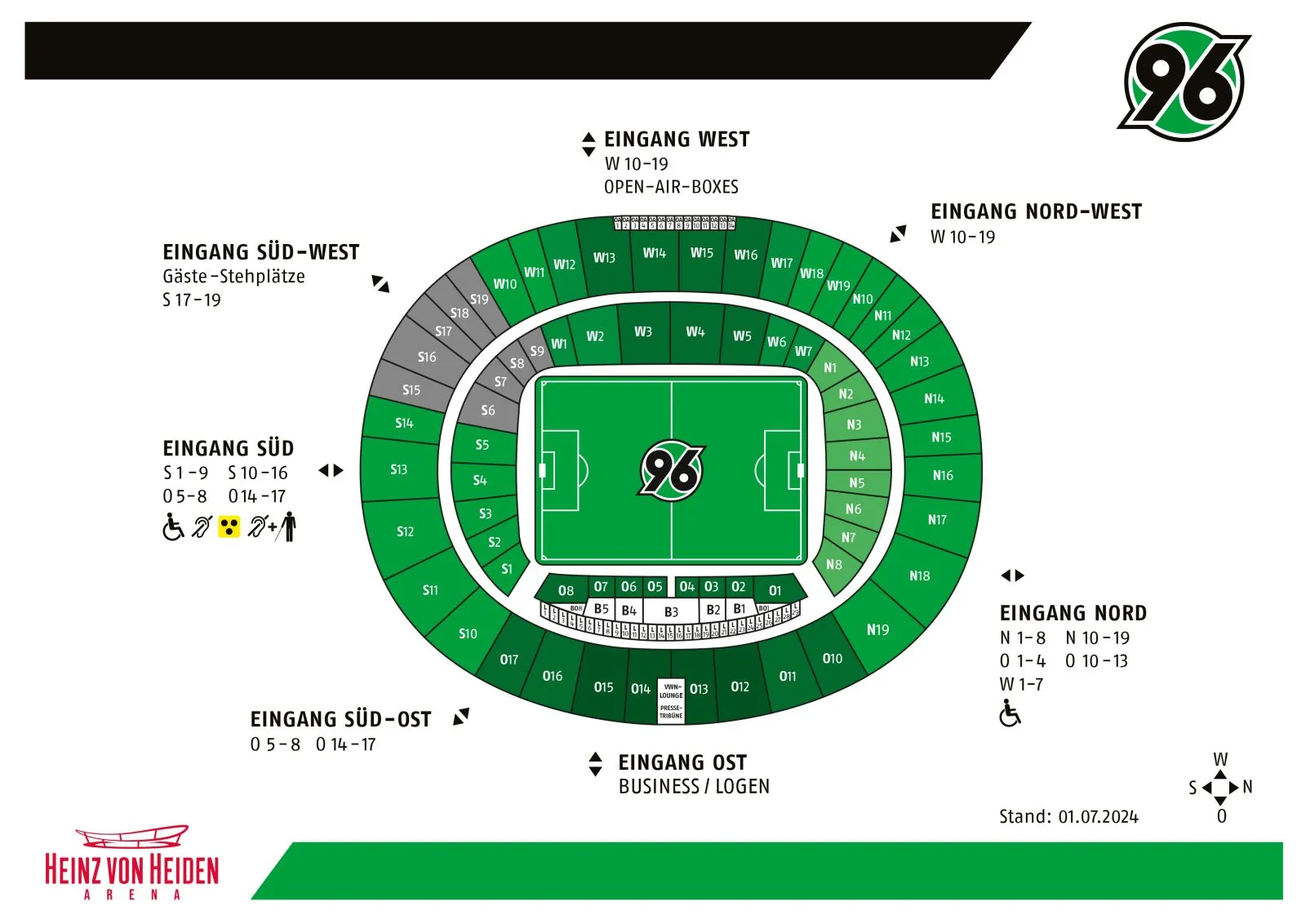 Stadium map — Heinz von Heiden Arena, Hanovre, Allemagne