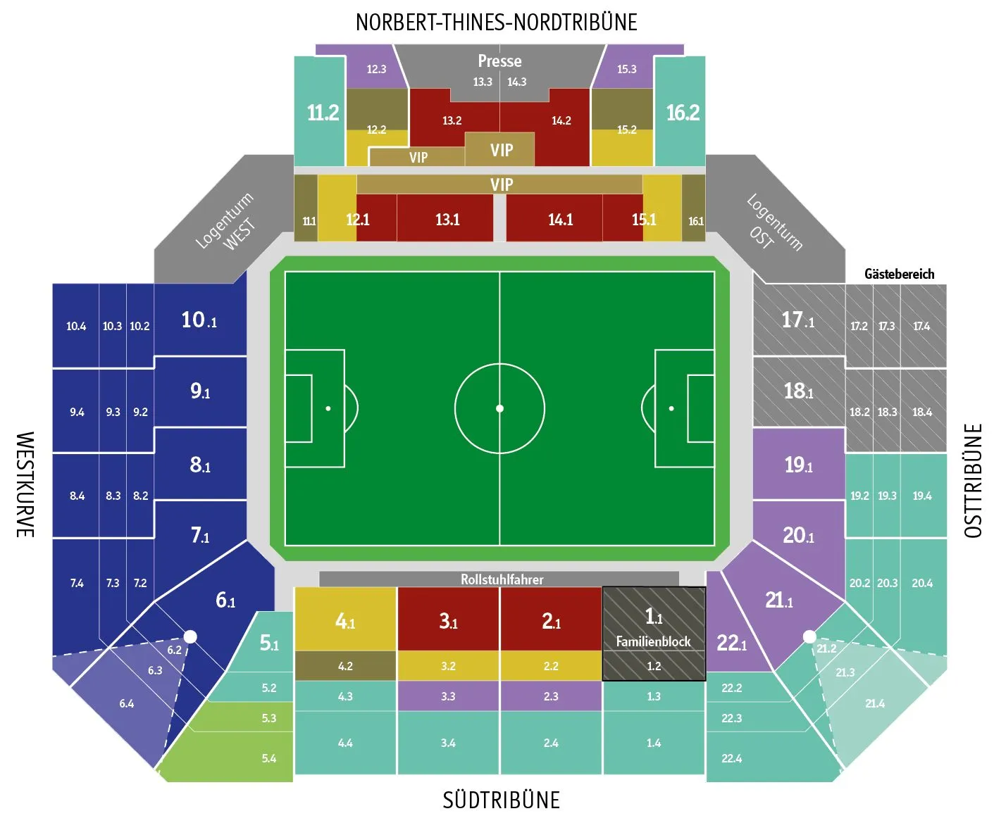 Plan du stade — Fritz-Walter-Stadion, Kaiserslautern (Betzenberg), Allemagne