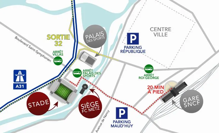 Stadium map — Stade Saint-Symphorien, Longeville-lès-Metz, France