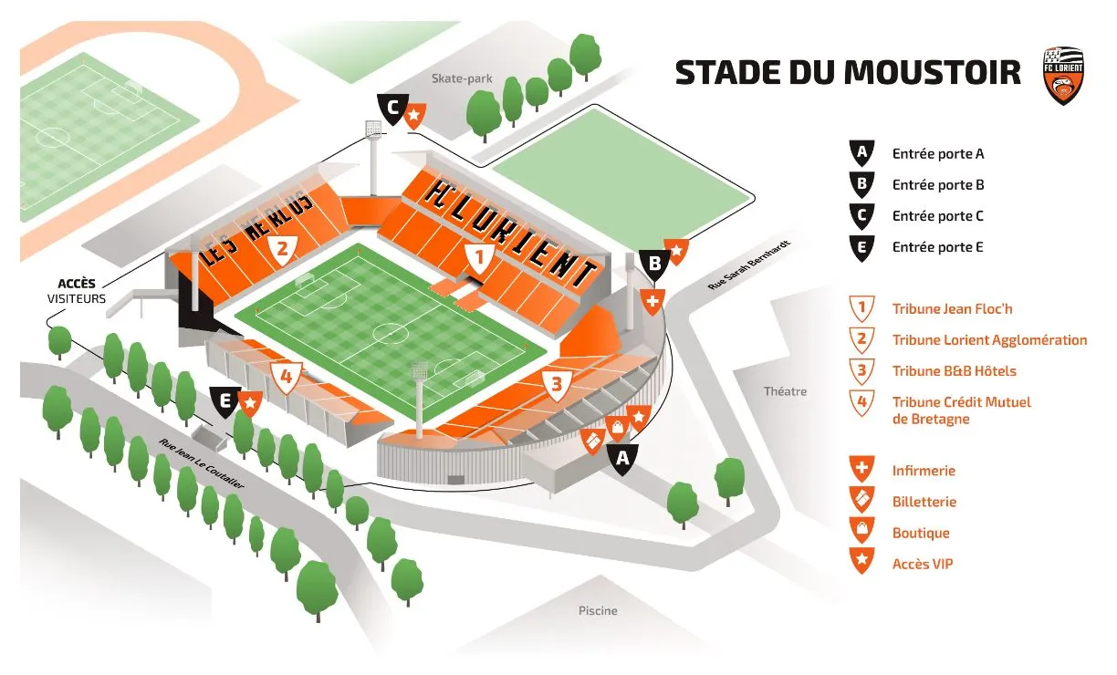 Plan du stade — Stade du Moustoir, Lorient, France