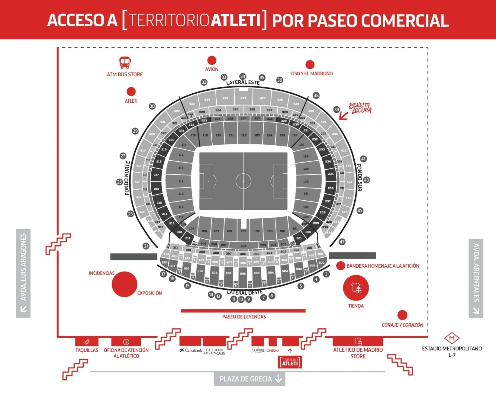 Plan du stade — Riyadh Air Metropolitano (Civitas / Wanda Metropolitano), Madrid, Espagne