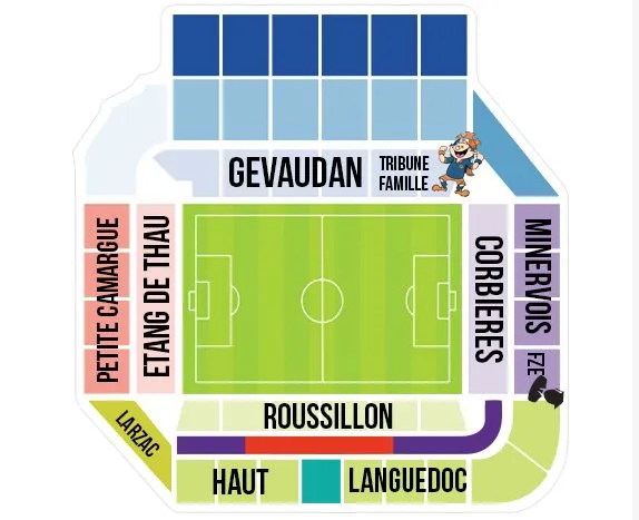 Plan du stade — Stade de la Mosson, Montpellier, France